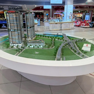 Sa bàn mô hình khu căn hộ cao tầng hiện đại tích hợp tiện ích đô thị