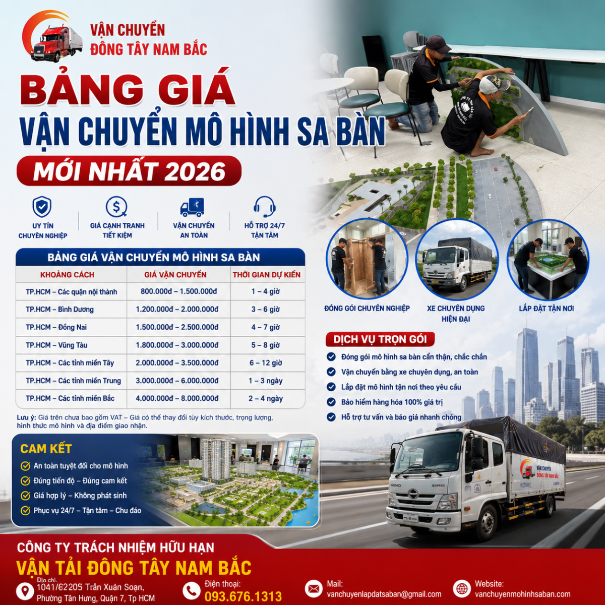 Bảng Giá Vận Chuyển Mô Hình Sa Bàn Mới Nhất 2026